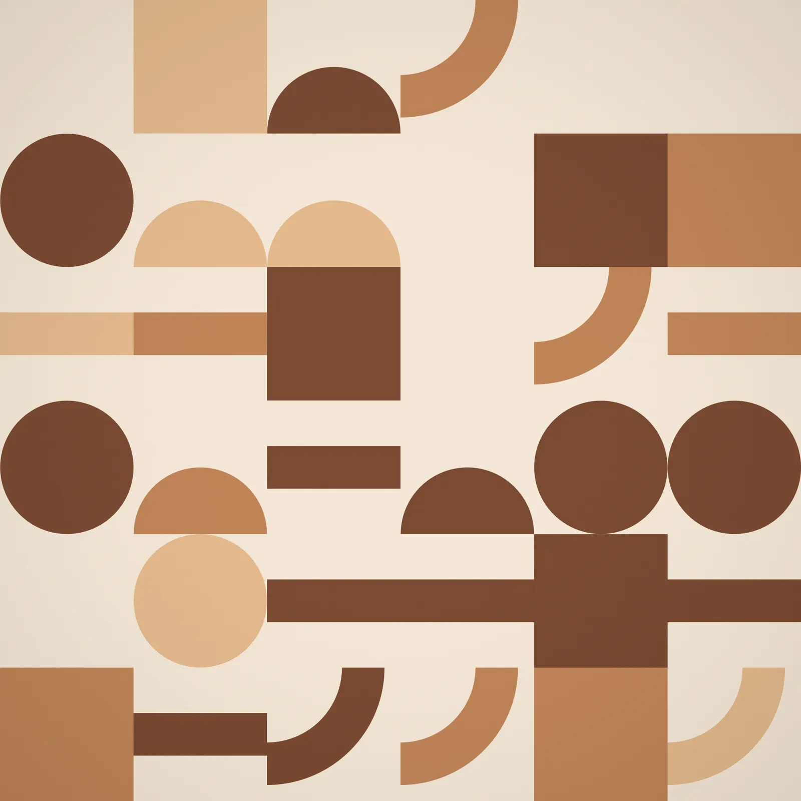A repeating pattern of clay bauhaus composition — hypnotic up close, and rendered in Generative.