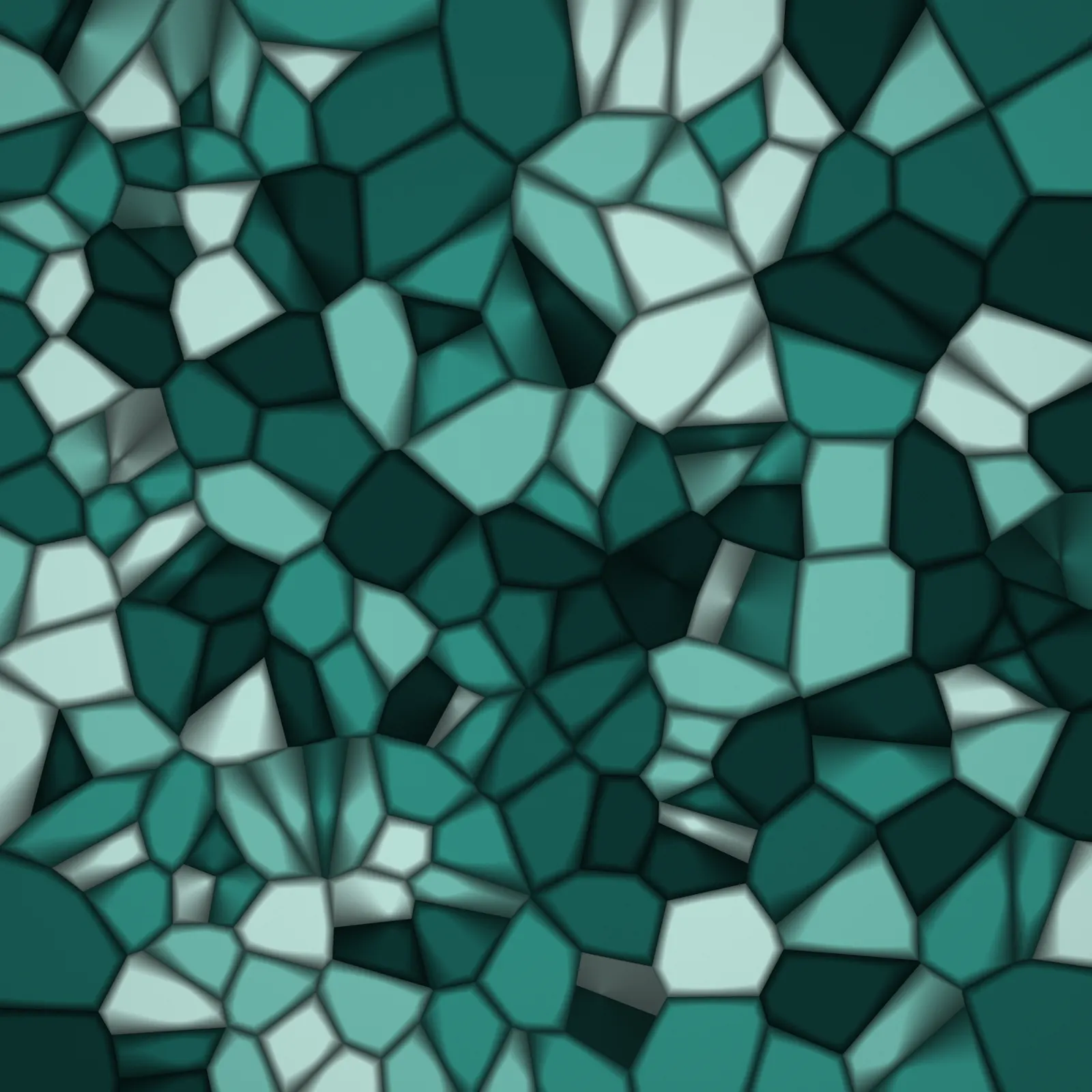 A seamless and tileable take on teal sea glass cells, rendered in Generative.